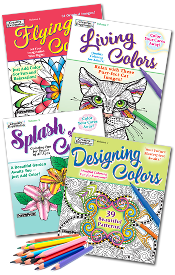 Coloring Book Value Pack-4 with Pencils - Penny Dell Puzzles