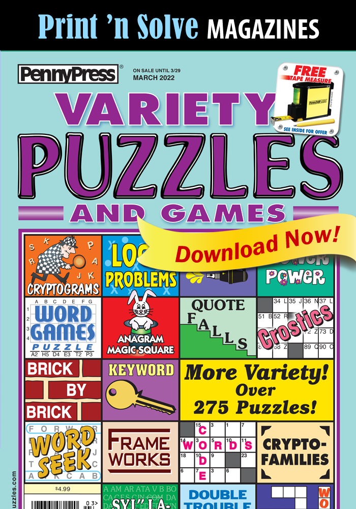 print n solve magazines variety puzzles and games penny dell puzzles