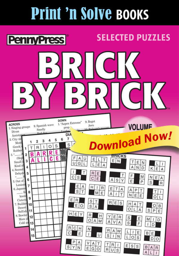 Print ‘n Solve Books Brick by Brick Penny Dell Puzzles