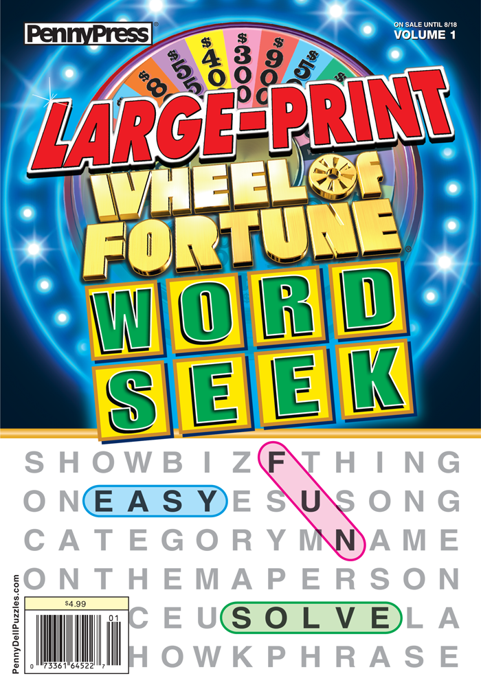 Large Print Wheel Of Fortune Word Seek Penny Dell Puzzles