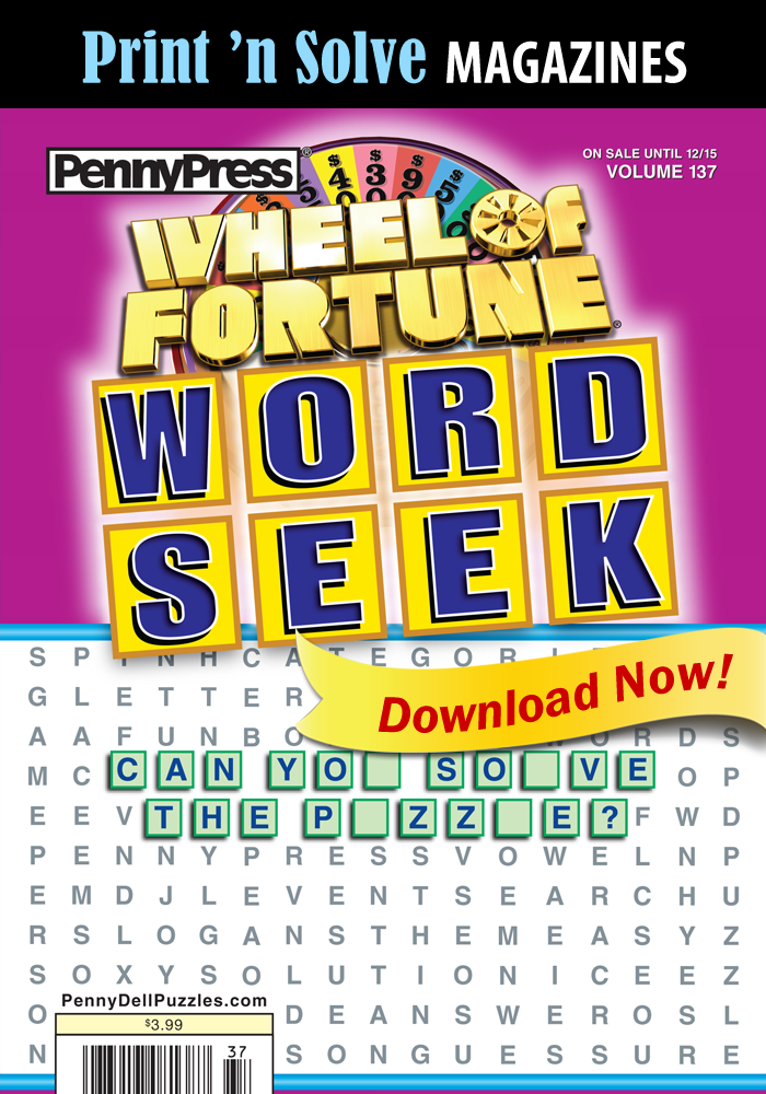 Print n Solve Magazines Wheel Of Fortune Penny Dell Puzzles