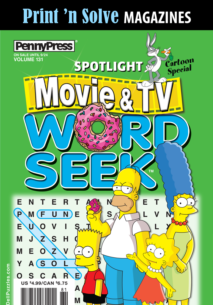 Print ‘n Solve Magazines: Spotlight Movie & TV “Cartoon Special” Word Seek